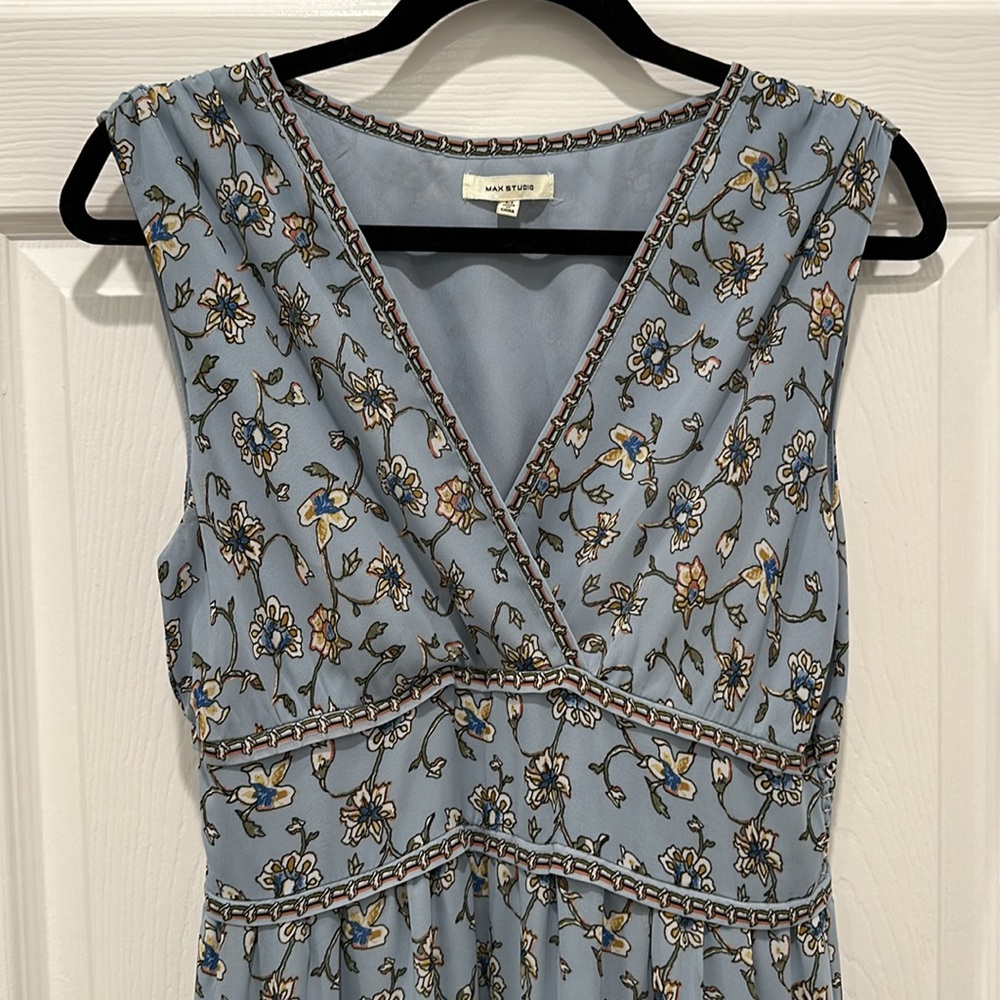 Max Studio Sleeveless Maxi Front Drape Floral Dress - Picture 3 of 11